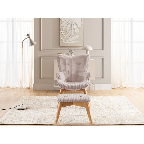 Heleroosa velvetist tugitool koos jalatoega Niko - Ropez-image-1