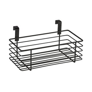 Musta värvi rippuv metallkorv köögiuksele Slim, 24 x 15 cm - Wenko