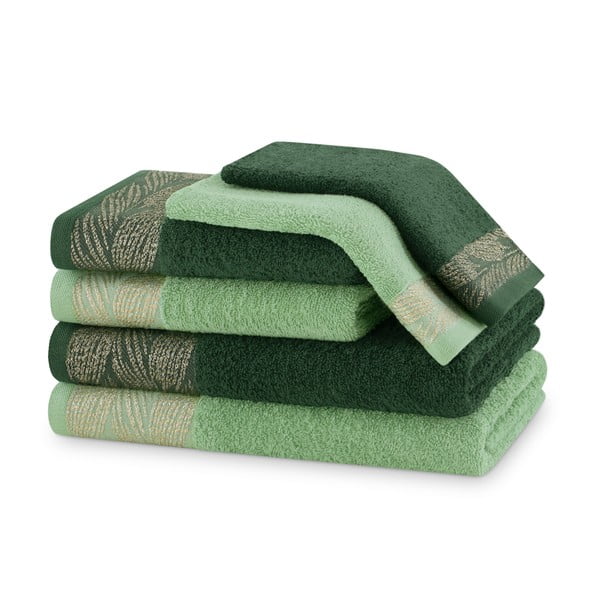 Rohelised froteest puuvillased käterätid ja saunalinad komplektis 6 tk Allium – Restilo