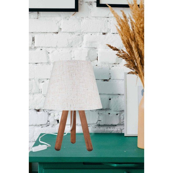 Valge ja naturaalset värvi tekstiilvarjundiga laualamp (kõrgus 33,5 cm) - Squid Lighting-image-1
