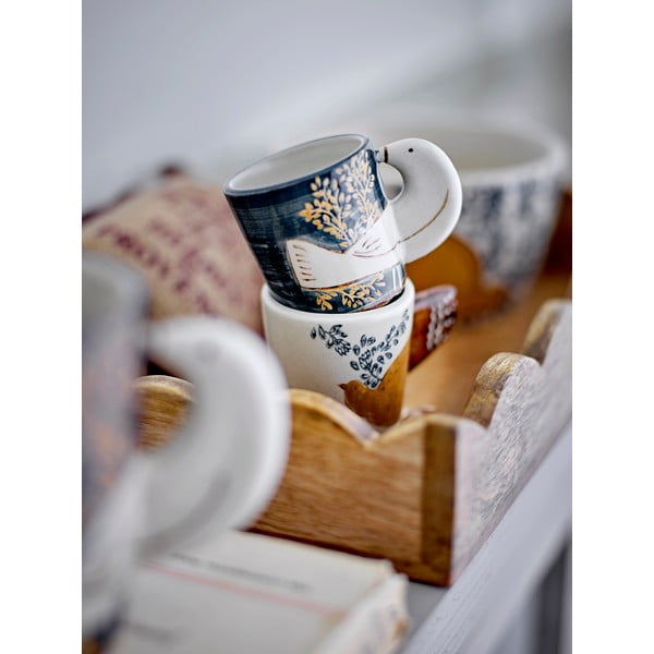 Sinised/kreemid kivikeraamikast espressotassid 2tkkomplektis 55 ml Hezha - Bloomingville-image-2