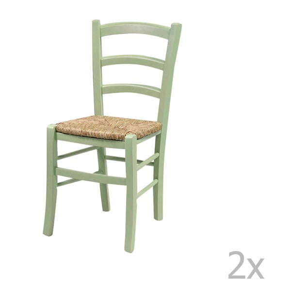 Sada 2 zelených jídelních židlí z masivního dřeva Evergreen House Straw