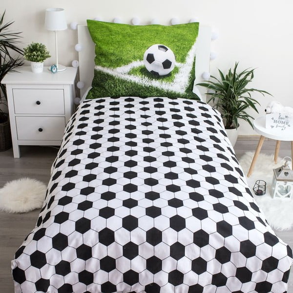 Roheline puuvillane laste voodipesu 140x200 cm Football - Jerry Fabrics-image-2