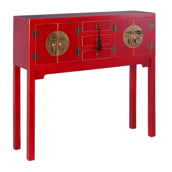 Červený konzolový stolek se 3 zásuvkami Ixia East