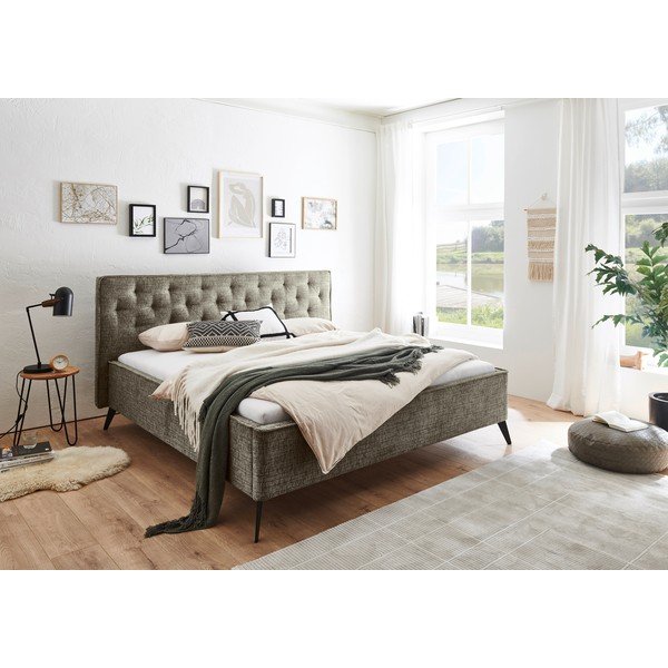 Tumeroheline polsterdatud kaheinimesevoodi 180x200 cm Alicante – Meise Möbel-image-1