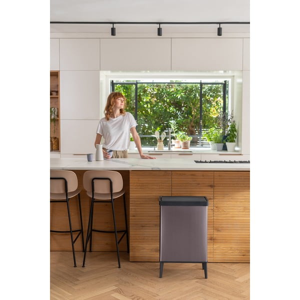 Roosa taaskasutatud plastikust prügikast 54 l Verto High - Curver-image-3