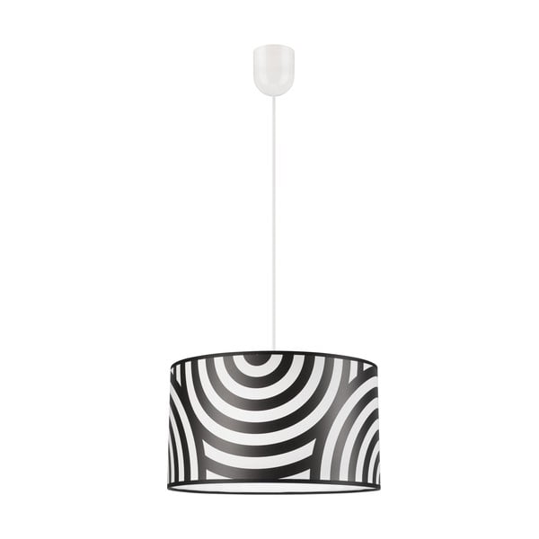 Must-valge rippvalgusti tekstiilist varjuga ø 35 cm Print - LAMKUR