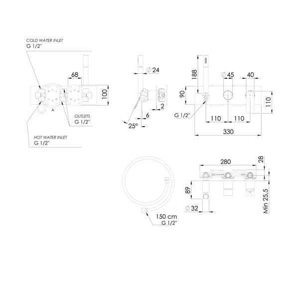 Hõbe dušisegisti (3 väljundit) Spy - Sapho-image-1