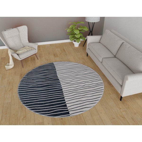 Must-valge pestav ümmargune vaip ø 120 cm Yuvarlak - Vitaus-image-1
