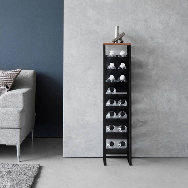 Must metallist veiniriiul, pudelite arv 16, 20x88,5x19 cm Tower - YAMAZAKI-image-1