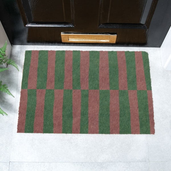 Kookoskiududest uksematt 40x60 cm Pink & Green Half Stripes - Artsy Doormats-image-2