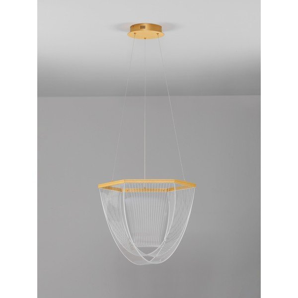 Alumiiniumist hämardatav LED-ripatslamp kuldses värvitoonis akrüülklaasist varjuga, läbimõõduga 52 cm Valentin - Nova Luce-image-4