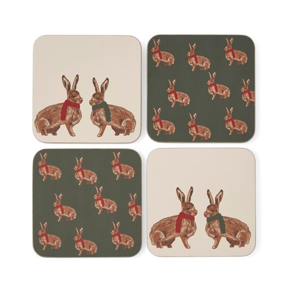 Punased/tumerohelised korgist joogialused 4-osalise komplektiga Heritage Hare - Cooksmart ®