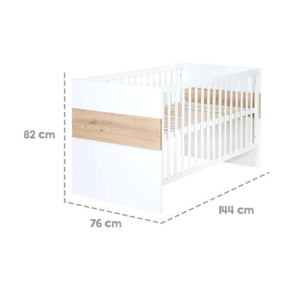 Valge-puiduvärvi võrevoodi 70x140 cm Lion - Roba-image-2