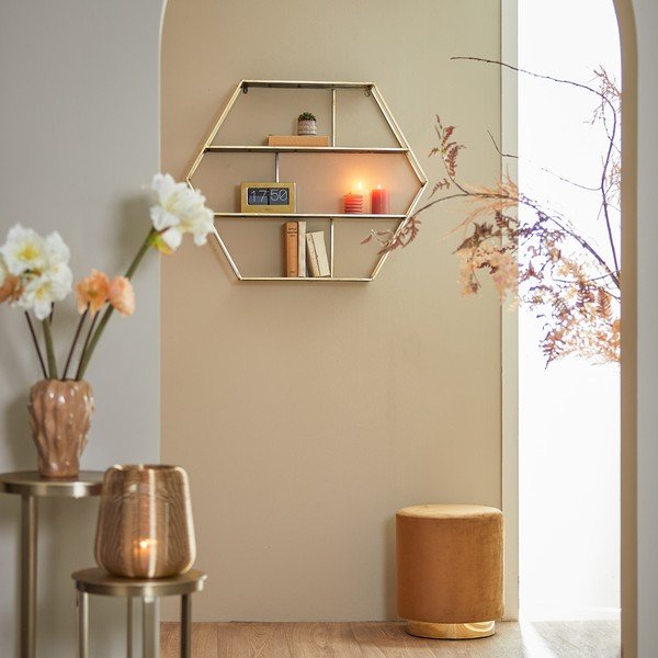 Kuldne-helepruun sametist tumba Nadien - Light & Living-image-3