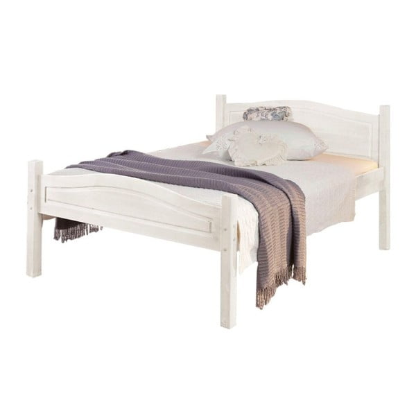 Bílá postel z masivního borovicového dřeva Støraa Barney, 160 x 200 cm