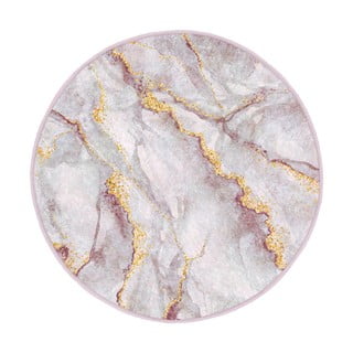 Heleroosa/kuldne pestav ümmargune vaip ø 120cm Marble – Mila Home