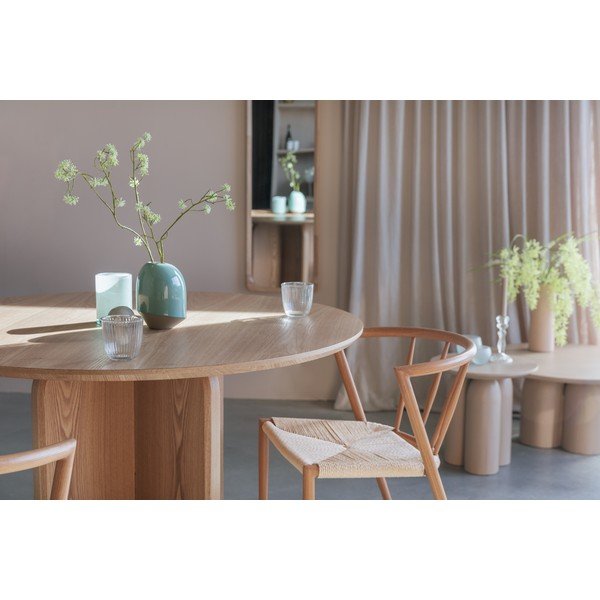 Ümmargune söögilaud tammepuust dekooriga ø 120 cm Laurent - White Label-image-4