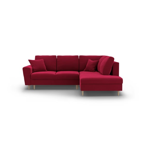 Punane sametist panipaigaga nurgadiivanvoodi (parem nurk/"L"-kujuline) Kyoto - Cosmopolitan Design