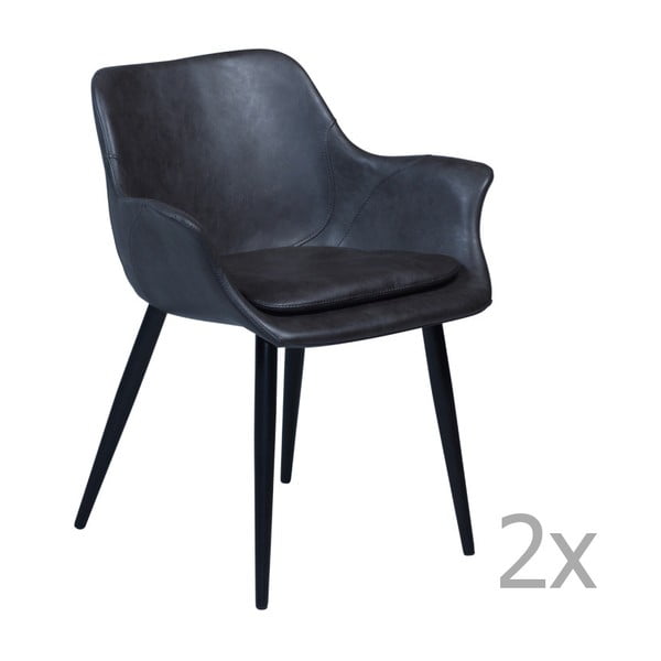 Sada 2 šedých jídelních židlí s područkami DAN– FORM Combino