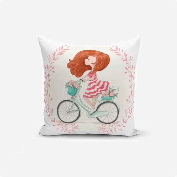 Puuvillasegust padjapüür Bike Girl, 45 x 45 cm - Minimalist Cushion Covers