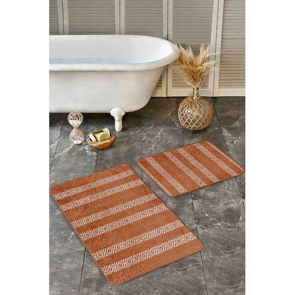 Pruunid sametist vannitoamatid 2tk komplektis 60x100 cm - Mila Home-image-4