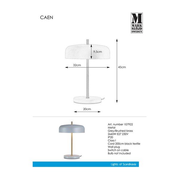 Šedá stolní lampa Markslöjd Caen 2L-image-2