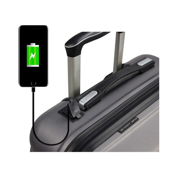 Šedý cestovní kufr na kolečkách s USB portem My Valice COLORS RESSNO Medium Suitcase-image-3