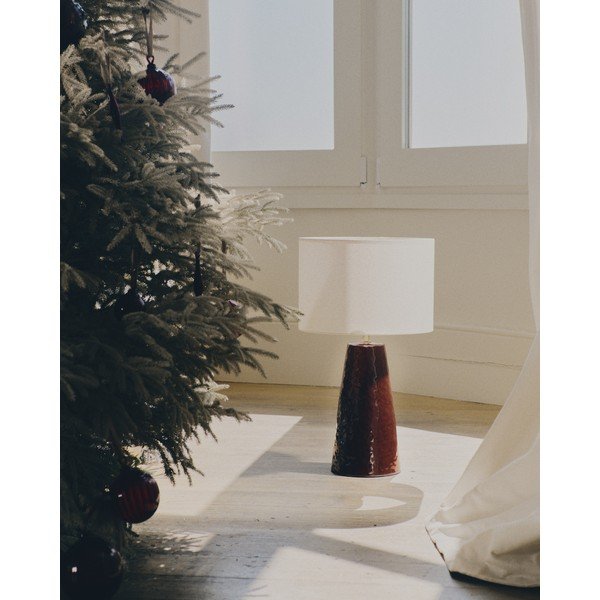 Punane/valge laualamp tekstiilist varjuga (kõrgus 49 cm) Drava - Kave Home-image-2