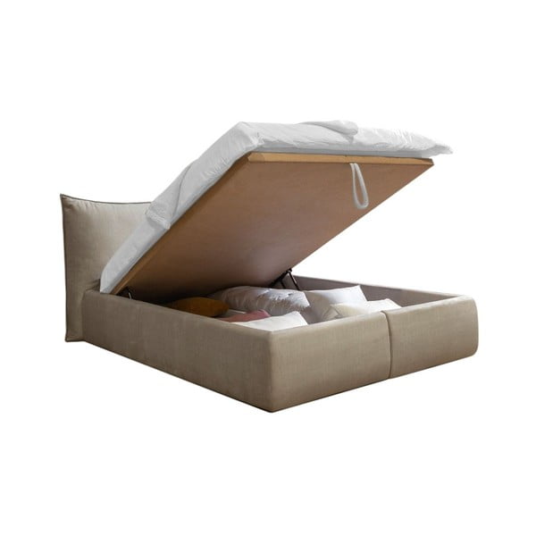 Beeži värvi polsterdatud kaheinimesevoodi koos voodipõhja ja panipaigaga 160x200 cm Jade - Bobochic Paris-image-4