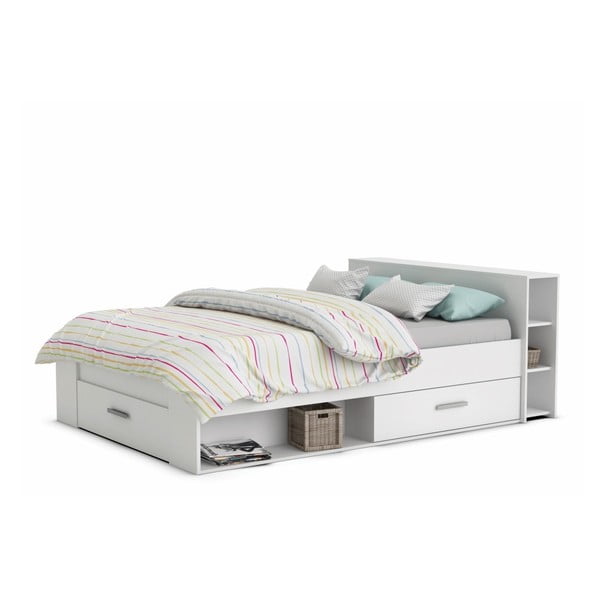 Bílá dvoulůžková postel Pocket, 140 x 200 cm