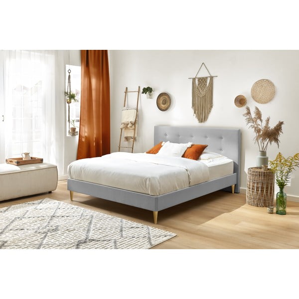 Helehall pehmendusega kaheinimesevoodi koos restiga 180x200 cm Rory - Bobochic Paris-image-3