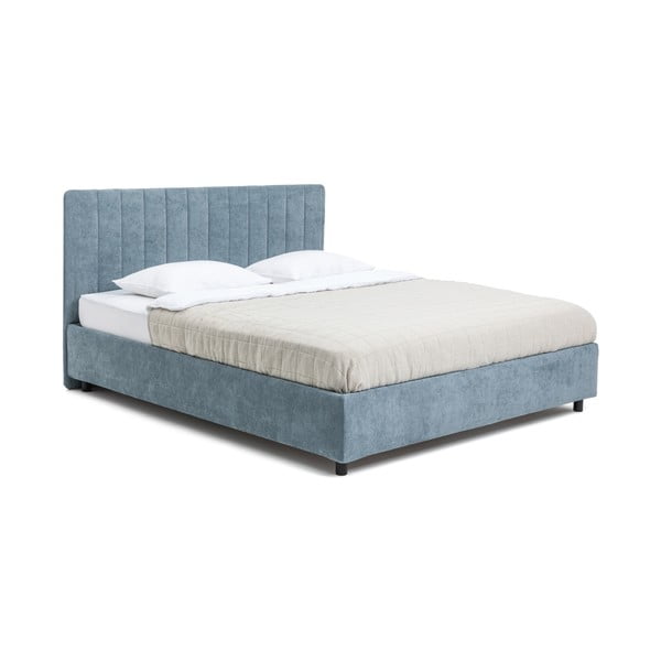 Sinine polsterdatud kaheinimesevoodi koos madratsi, voodipõhja ja panipaigaga 160x200 cm Myra Slim Line - Bonami Selection-image-3