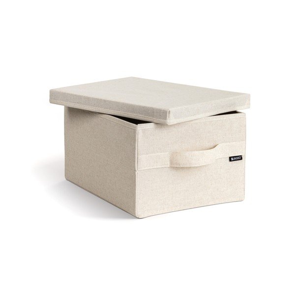 Beež tekstiilist hoiukast koos kaanega 27x36x19 cm Soft Storage Small - Bigso-image-3