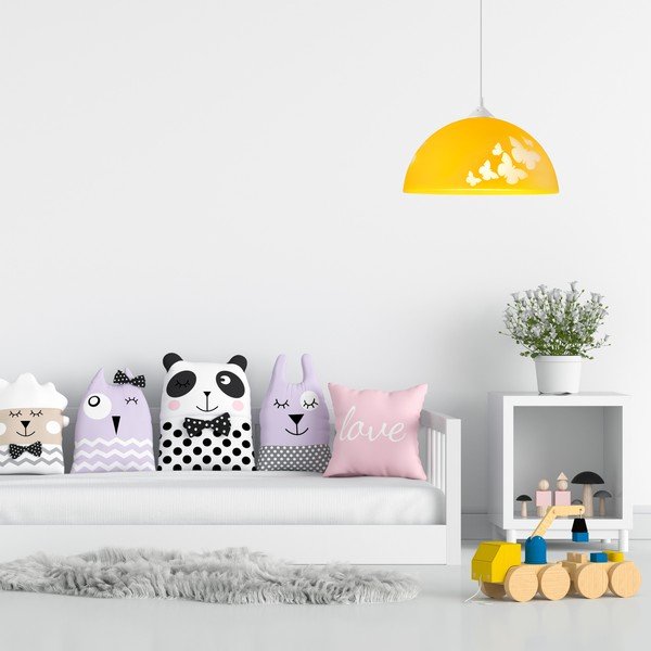 Ookerkollane lastelamp klaasist varjuga ø 30 cm laste valgusti Mariposa - LAMKUR-image-3