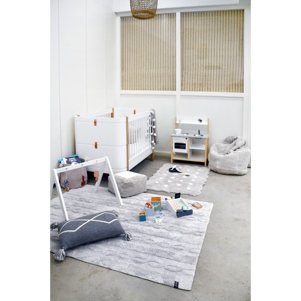 Hall pestav käsitsi kootud puuvillane laste vaip 70x100 cm Mini Biscuit Pearl Grey - Lorena Canals-image-3
