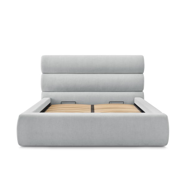 Helehall polsterdatud kaheinimesevoodi koos voodipõhjaga 180x200 cm Jagna - Bobochic Paris-image-3