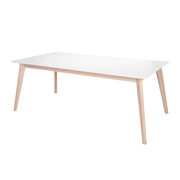 Bílý jídelní stůl s nohami z dubového dřeva Interstil Century, délka 200 cm