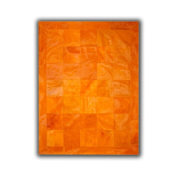 Koberec z pravé kůže Plain Orange, 140x200 cm