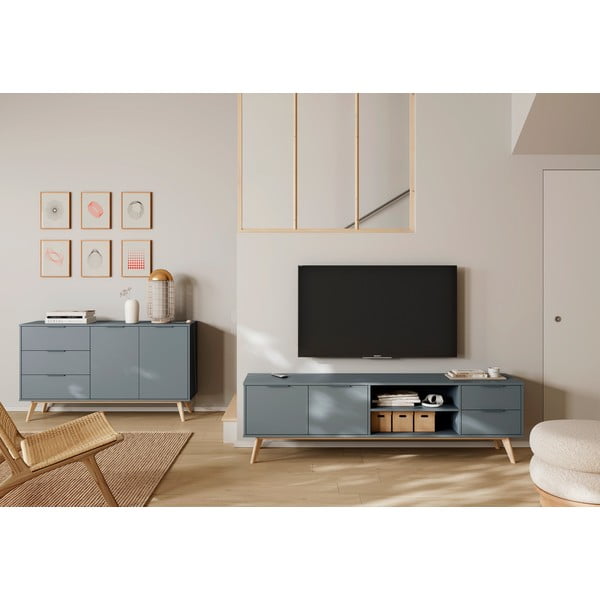 Hallikasroheline TV-alus 180x53x40 cm Pisco – Marckeric-image-1