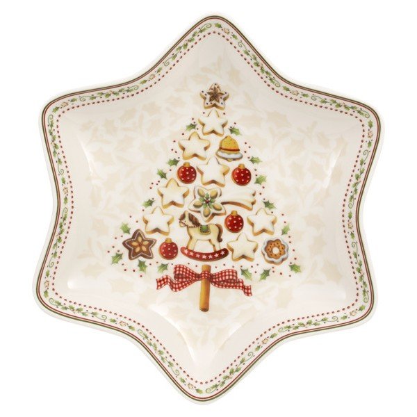 Punasest ja valgest portselanist serveerimiskauss jõulutähega Villeroy & Boch Piparkoogiküla, 24,5 x 24,5 cm Tree - Villeroy&Boch-image-1