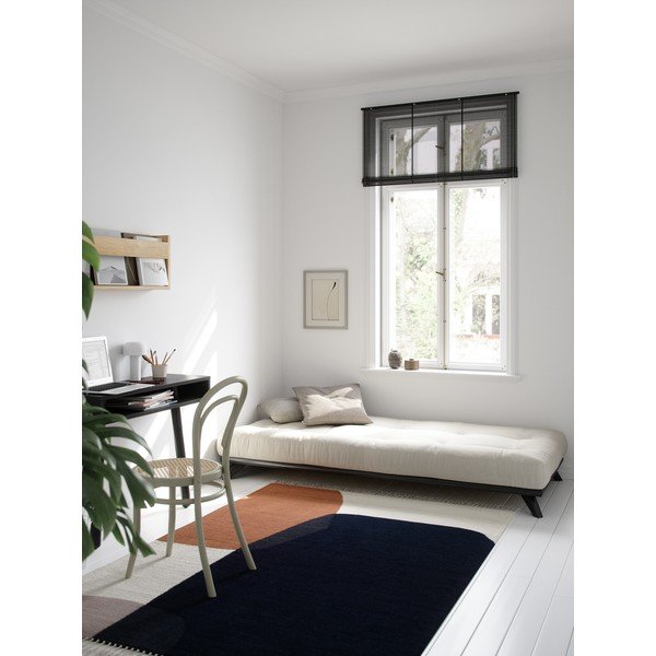 Černá jednolůžková postel z masivního borovicového dřeva s matrací Karup Design Senza Double, 90 x 200 cm-image-3