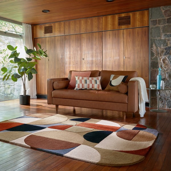 Terrakottapunane käsitsi kootud villane vaip 160x230 cm Mia Arch - Flair Rugs-image-1