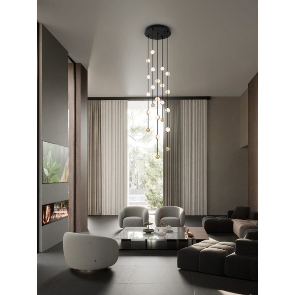 Mattmust alumiiniumist hämardatav LED-rippvalgusti akrüülklaasist varjuga, ø 38 cm Alcinoe - Nova Luce-image-1