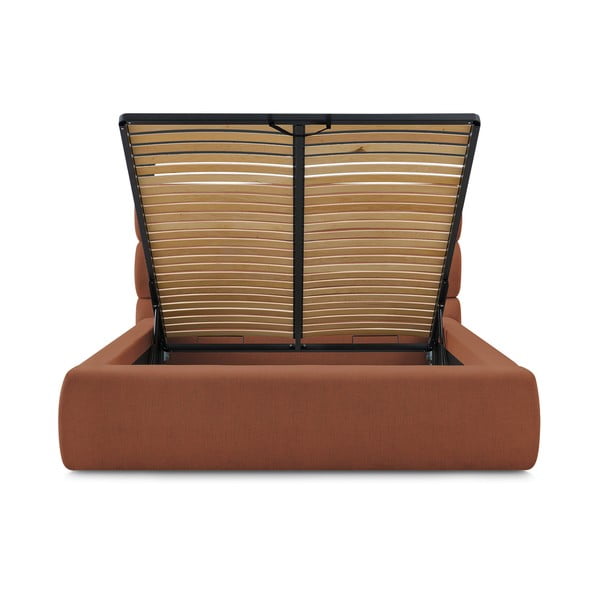 Oranž polsterdatud kaheinimesevoodi koos voodipõhjaga 180x200 cm Jagna - Bobochic Paris-image-4