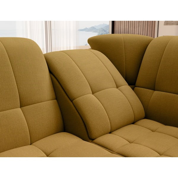 Kollane sametist lahtikäiv/sahtliga nurgadiivan (parem nurk/L-kujuline) Sado – ELTAP-image-1