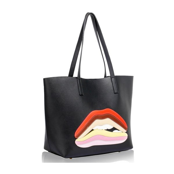 Černá kabelka z eko kůže L&S Bags Lips