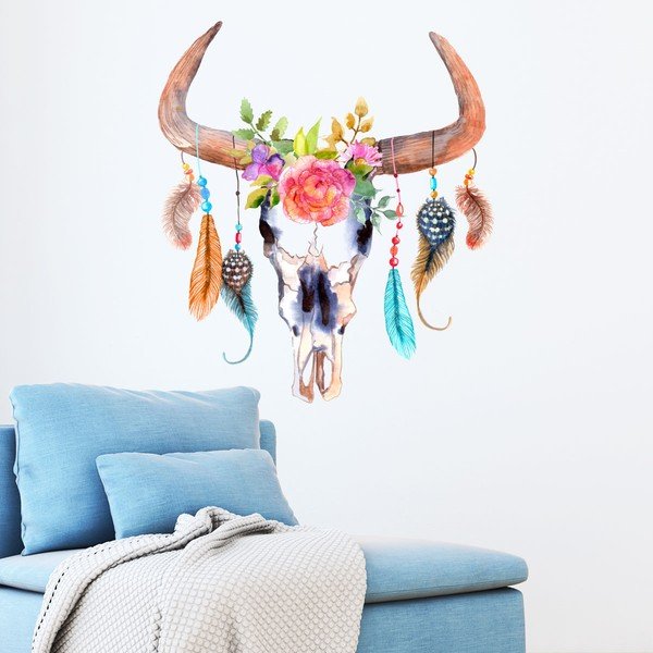 Nástěnná samolepka Ambiance Boho Buffalo Head-image-1