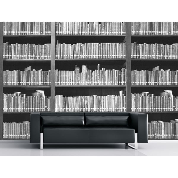Velkoformátová tapeta Černobílá knihovna, 315x232 cm