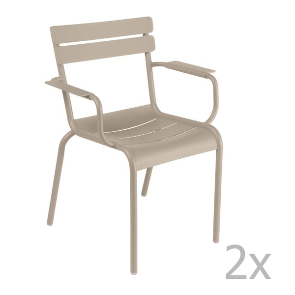Sada 2 světle béžových židlí s područkami Fermob Luxembourg